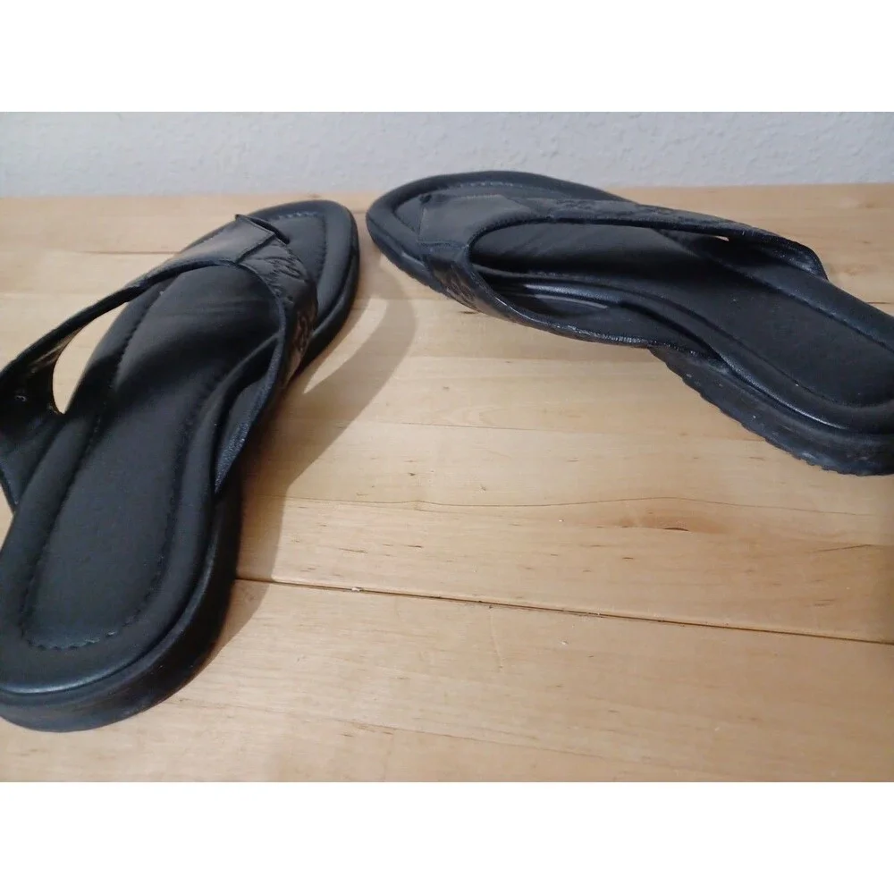 Lot Of 2 Gucci GG Black Red Leather Thong Men Sandal Slide US7.5 EU40 GUCCI/UK7G